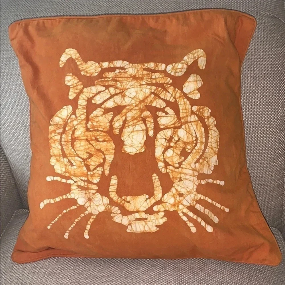 Orange Print Cotton Pillow Cover 18x18 New